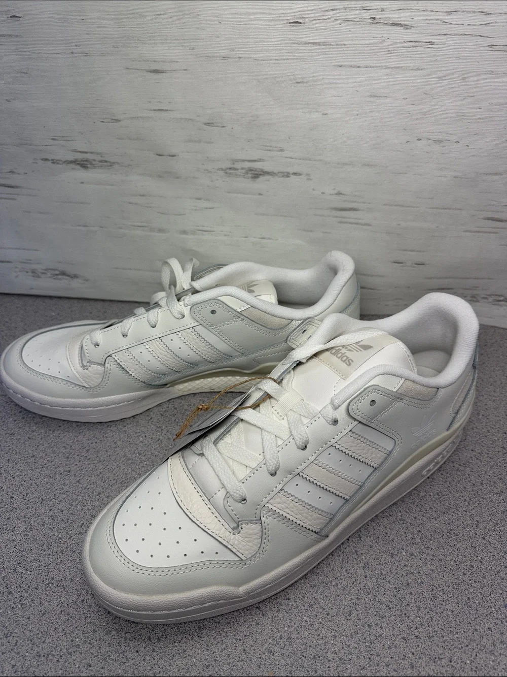 adidas White Low-Top Leather Sneakers with Subtle Cream I Accents